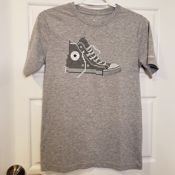 YOUTH Light Heather Grey Converse Sneaker Graphic T-Shirt-Size: Large or 12-13yr - Picture 1 of 8